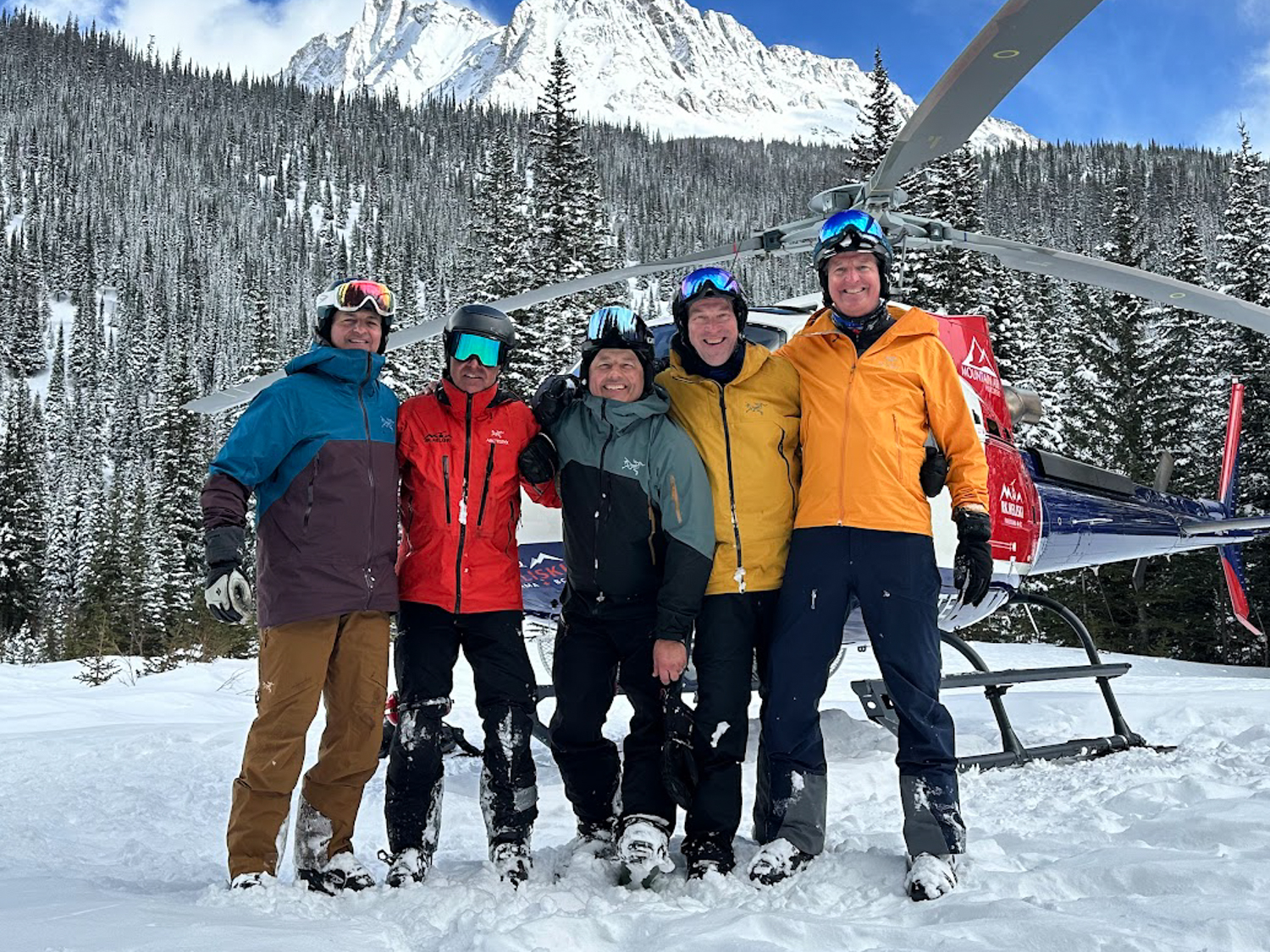 Small group heliskiing