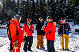 Heliskiing safety talk