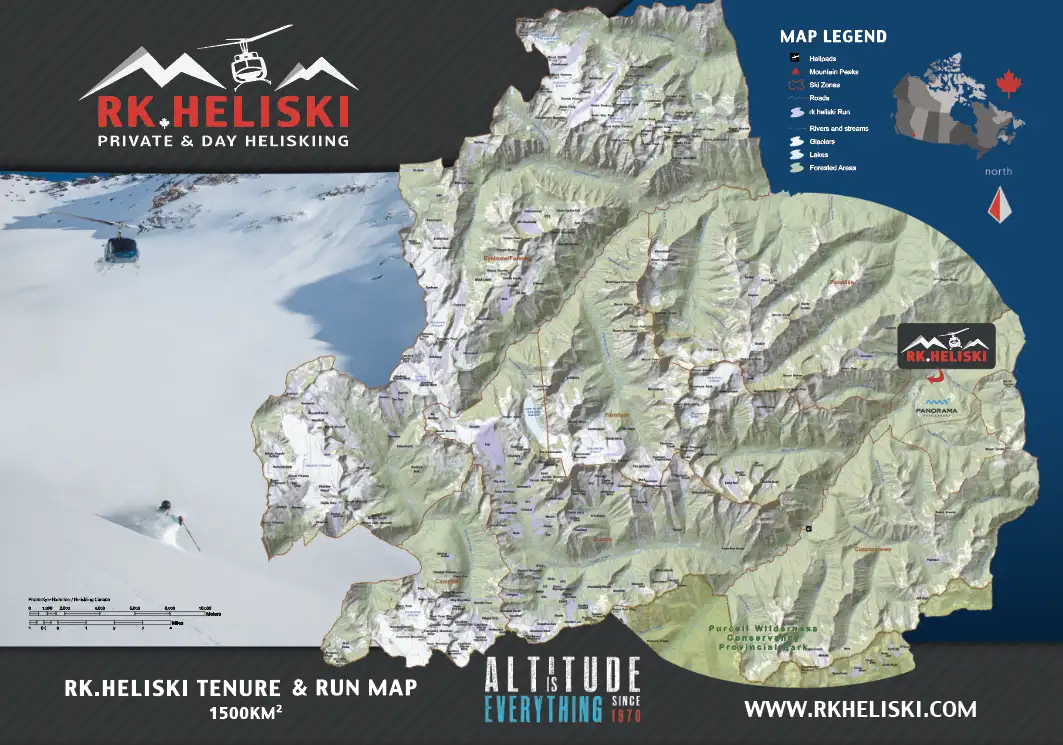 Rk Heliski - Our terrain map - Heliskiiing in Panorama, British Columbia